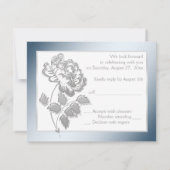 Silver Peony op White met Blue Reply Kaart (Achterkant)