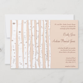 Silver Peony Russet Lite Birch Tree Wedding Kaart