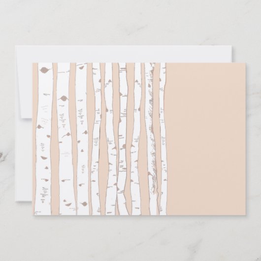 Silver Peony Russet Lite Birch Tree Wedding Kaart (Achterkant)