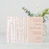 Silver Peony Russet Lite Birch Tree Wedding Kaart (Staand voorkant)