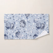 Silver & Periwinkle Blue Floral Toile Bad Handdoek (Handdoek)