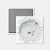 Silver Persian Cat Head Studie Magneet (Voorkant / Achterkant)