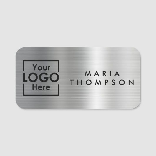 Silver Personalized Business Logo Medewerker Naamplaatje (Voorkant)