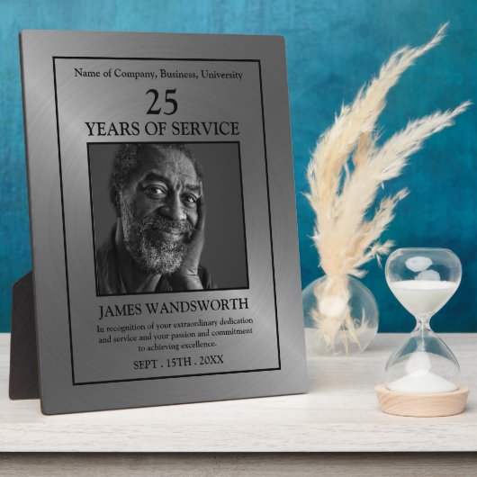 Silver/Personalized Photo - Employee Award Plaque Fotoplaat (Zijkant)