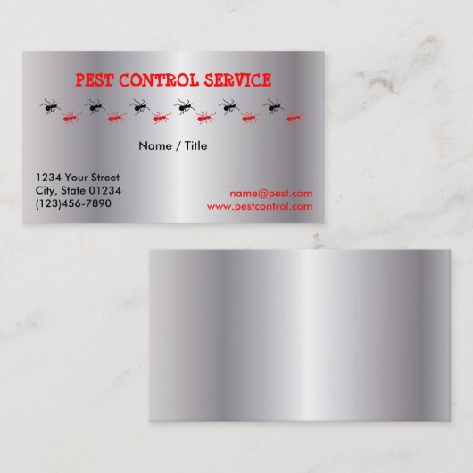 Silver Pest Service Single Sided Visitekaartje (Voorkant / Achterkant)