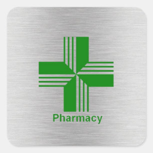 Silver Pharmaceutical Cross sticker