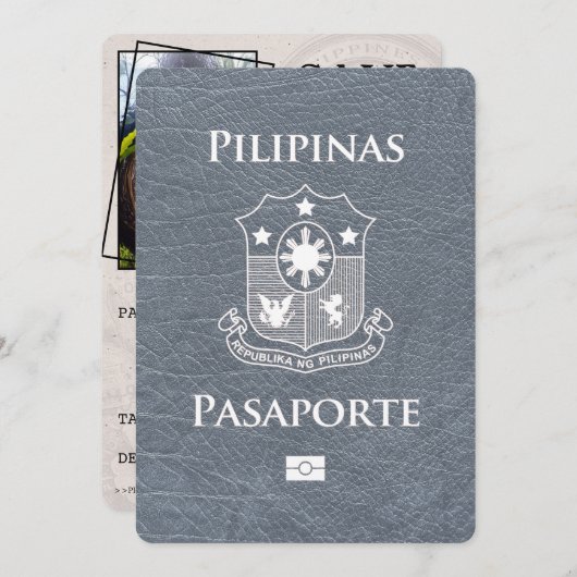 Silver Philippines Passport Save the Date (Voorkant / Achterkant)