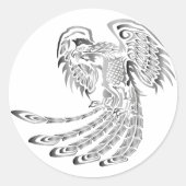 Silver Phoenix Rising Ronde Sticker (Voorkant)