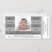 Silver Photo Admission Ticket Birthday Invitation (Voorkant)