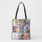 Silver Photo Collage-monogram Tote Bag (Voorkant)