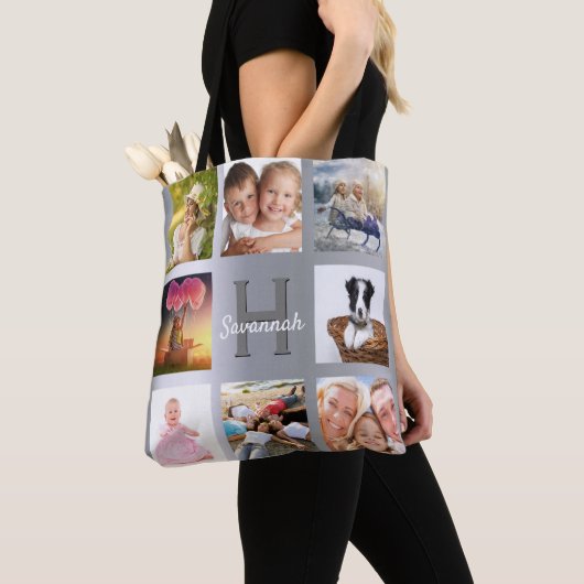 Silver Photo Collage-monogram Tote Bag (Dichtbij)