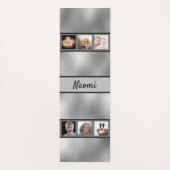 Silver Photo Collage name elegant script Yogamat (Achterkant)