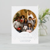 Silver Photo Family Kerstmis Folie Feestdagenkaart (Staand Voorkant)