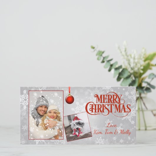 Silver Photo Kerstmis Kaart (Staand voorkant)