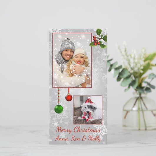 Silver Photo Kerstmis Kaart (Staand voorkant)