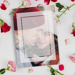 Silver Photo Wedding Vellum Transparency Initialen Folie Uitnodiging