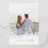 Silver Photo Whimsical Our Wedding Script Real Folie Uitnodiging (Voorkant)