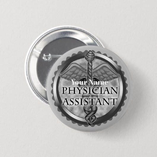 Silver Physician Assistant Ronde Button 5,7 Cm (Voorkant /achterkant)