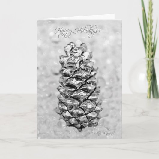 Silver Pine Cone Tree Christmas Kaart (Voorkant)