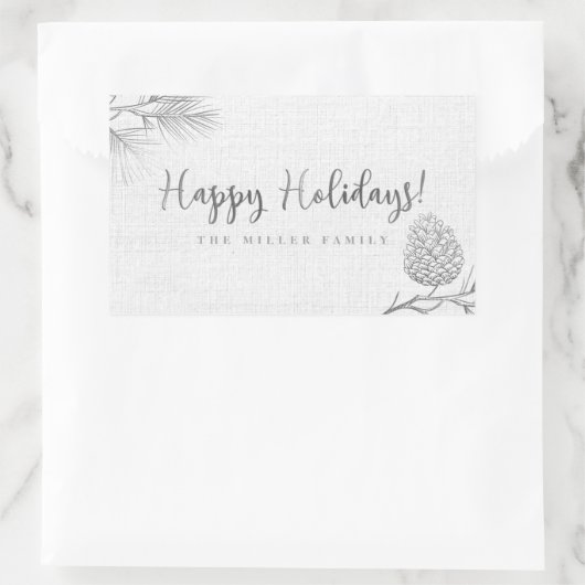 Silver Pine Holiday Rechthoekige Sticker (Tas)