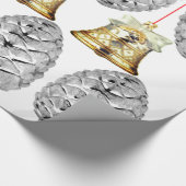 Silver Pinecones en Bells Wrapping Paper Cadeaupapier (Hoek)