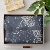 Silver Pinecones Snow Navy Blue Holiday Tissuepapier (Geschenk)
