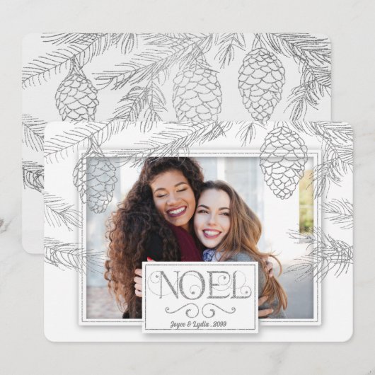 Silver Pines Noel Botanische Foto Feestdagenkaart (Voorkant / Achterkant)