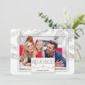 Silver Pines Rejoice Christelijke Cross Foto Feestdagenkaart (Staand voorkant)