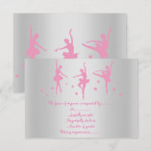 SILVER PINK BALLERINA RSVP KAART (Voorkant / Achterkant)