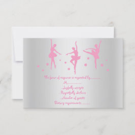 SILVER PINK BALLERINA RSVP KAART
