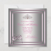 Silver Pink Black Masquerade Party Kaart (Achterkant)