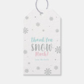 Silver, Pink & Blue Winter Wonderland Dank u Cadeaulabel (Voorkant)
