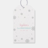 Silver, Pink & Blue Winter Wonderland Dank u Cadeaulabel (Achterkant)