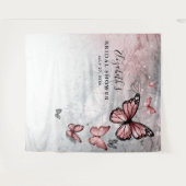 Silver Pink Butterfly Photo Backdrop Tapestations Wandkleed (Voorkant (horizontaal))