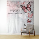 Silver Pink Butterfly Photo Backdrop Tapestations Wandkleed<br><div class="desc">Deze elegante roze vlinderfoto-achtergronddruppels zijn beschikbaar in zowel zilveren als gouden accenten en kunnen gemakkelijk gepersonaliseerd worden voor elke speciale gelegenheid. Het kunstwerk van Raphaela Wilson belicht een gracieus boog van grote roze monboogvlinders die over een faux glitter sparkle rustic gray stone background vliegen. Als je dichterbij kijkt, hebben de...</div>