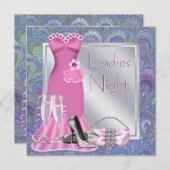 Silver Pink Champagne Paarse Roze Dames Night Kaart (Voorkant / Achterkant)