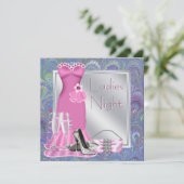 Silver Pink Champagne Paarse Roze Dames Night Kaart (Staand voorkant)