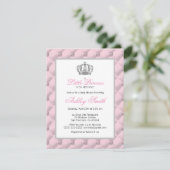 Silver Pink Crown Princess Baby shower Invitation Kaart (Staand voorkant)