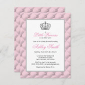 Silver Pink Crown Princess Baby shower Invitation Kaart (Voorkant / Achterkant)