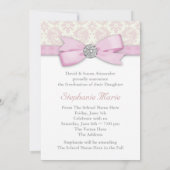 Silver Pink Damask Photo Graduation Aankondigingen (Achterkant)
