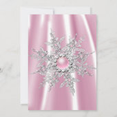 Silver Pink Diamond Snowflake Tiara Sweet 16 Kaart (Achterkant)