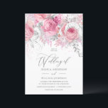 Silver & Pink Enchanted Floral Wedding Invitation Kaart<br><div class="desc">Silver & Pink Enchanted Floral Wedding Invitation Bekijk collectie in Niche en Nest Store</div>