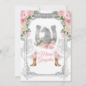 Silver & Pink Floral Charra Quinceanera Birthday Kaart (Achterkant)
