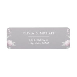 Silver pink floral Chinoiserie return address Etiket