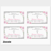 Silver Pink Floral First Heilige Communie Dank u Rechthoekige Sticker (Vel)