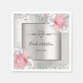 Silver pink florals wedding servet (Voorkant)