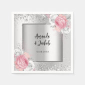 Silver pink florals wedding servet (Voorkant)