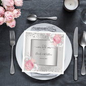 Silver pink florals wedding servet