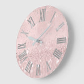 Silver Pink Glitter Cpnfetti Metallic Roman Nummer Grote Klok (Hoek)