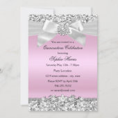 Silver Pink Glitter Jewel Bow Quinceanera Birthday Kaart (Voorkant)